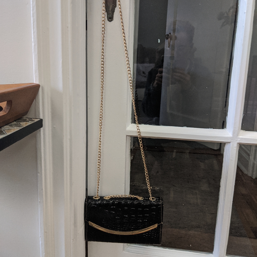 Black Faux Crocodile Leather Bag Black Faux Crocodile Leather Bag
